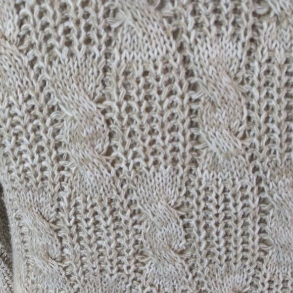 J Riggings Sweater Men's medium champagne beige cable thick pullover jumper prep - Picture 5 of 12
